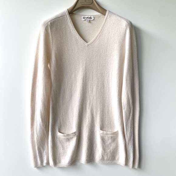 TSE Sweaters - EUC TSE Cashmere Sweater, Long, Pockets, light rose cream, size S